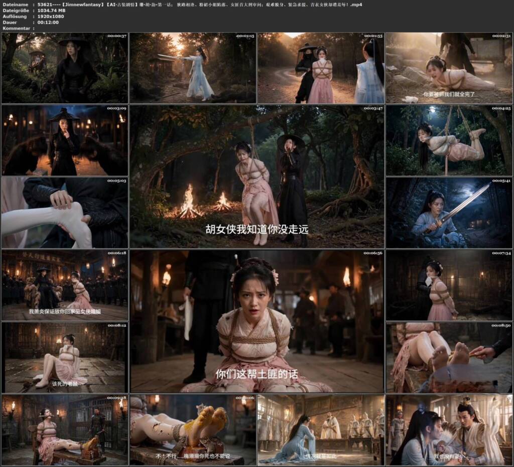 图片[2]-【Jimnewfantasy】【AI·古装剧情】珊·胡·劫-第一话； 狭路相逢、粉裙小姐陷落、女匪首大刑审问；艰难脱身、紧急求援、青衣女侠却遭羞辱！-视频-5元站