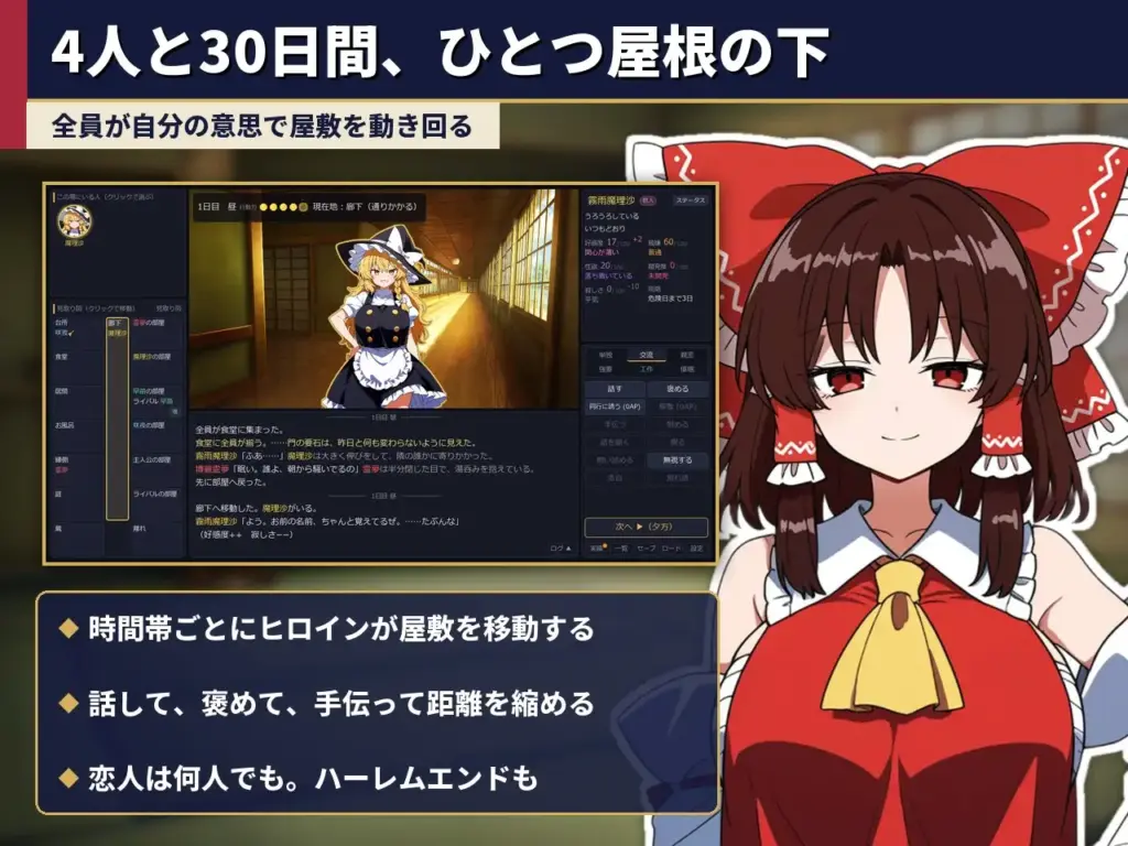 图片[4]-[SLG/PC/AI汉化] 不检点幻想乡合租生活 ～出轨、夺爱、催眠也～ふしだら幻想郷ルームシェア ～浮気も寝取りも催○も～v1.03-游戏-5元站
