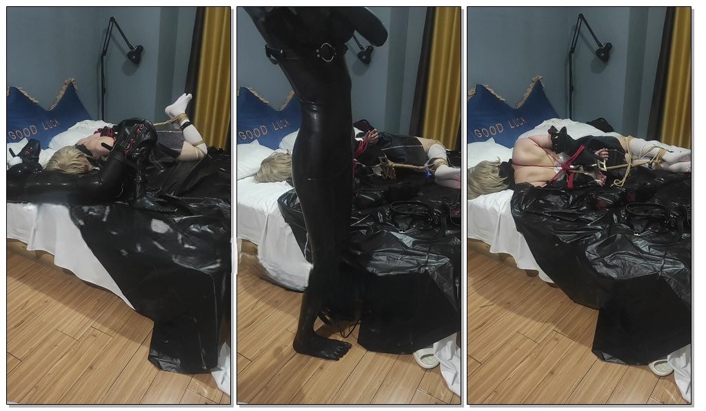 【卿玥原创】【下集】两个小m被玩弄，一个被后手驷马死死捆绑加电击地狱折磨，一个胶衣全包被k9套装紧紧束缚沦为狗狗，屁屁被塞入两个跳蛋折磨前高呜呜直叫-视频-5元站
