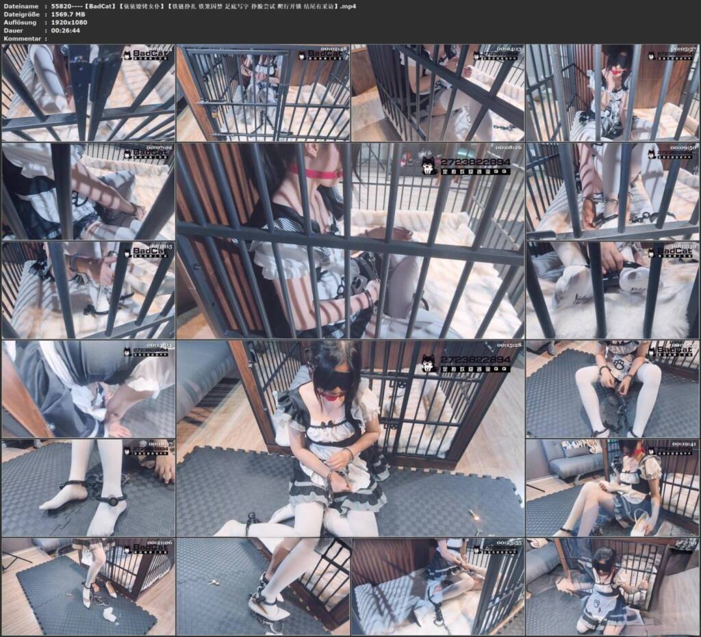 图片[3]-【BadCat】【依依镣铐女仆】【铁链挣扎 铁笼囚禁 足底写字 挣脱尝试 爬行开锁 结尾有采访】-视频-5元站
