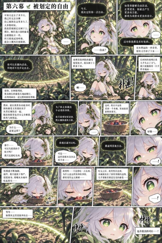 图片[2]-[Fend] 纳西妲 - 纳西妲在雨林中误触神秘植物，被吞噬力量并囚禁。经历无数次逃跑失败与惩罚后，她逐渐对逃跑产生本能的恐惧。 - 5元站-5元站