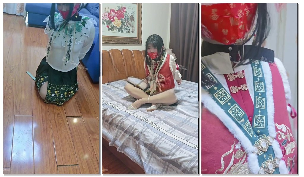【墨色】两身新中式改良汉服短裙 自己放置跳蛋 内裤堵嘴 分腿拘束带团缚两种绑法 坐假阳具 足j-视频-5元站